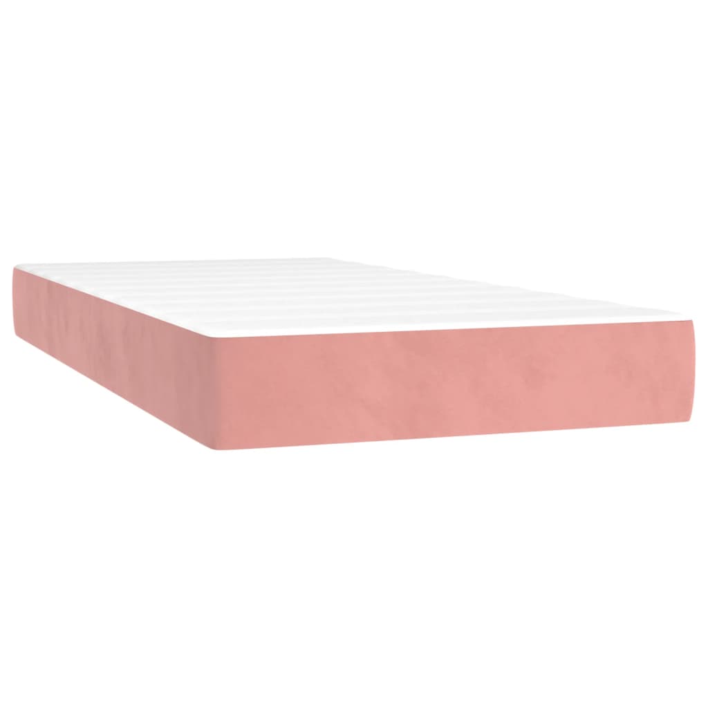 Cama box spring c/ colchão/LED 80x200 cm veludo rosa