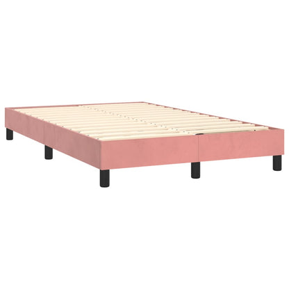 Cama box spring c/ colchão/LED 120x200 cm veludo rosa