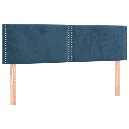 Cama box spring c/ colchão/LED 140x190 cm veludo azul-escuro