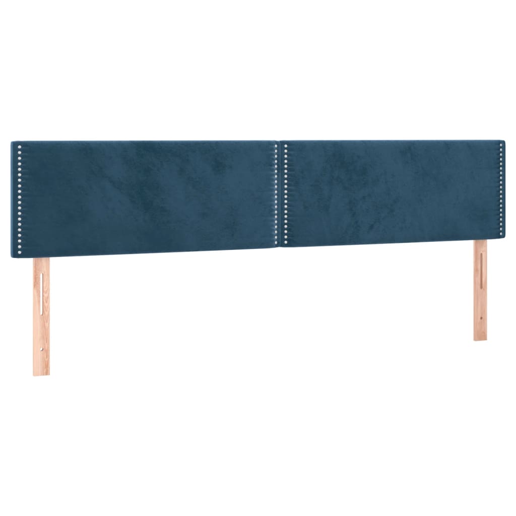 Cama box spring c/ colchão/LED 180x200 cm veludo azul-escuro