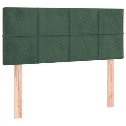 Cama box spring c/ colchão/LED 90x200 cm veludo verde-escuro