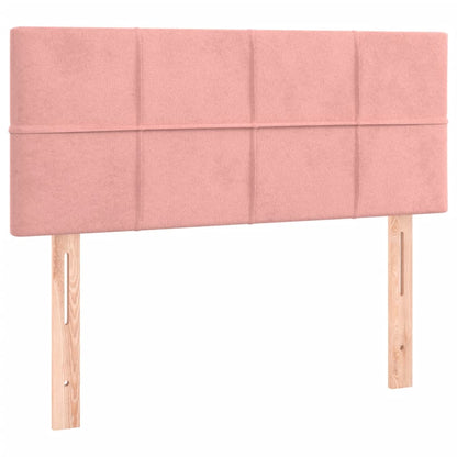 Cama box spring c/ colchão/LED 90x200 cm veludo rosa