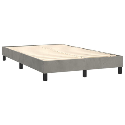 Cama box spring c/ colchão/LED 120x200 cm veludo cinzento-claro