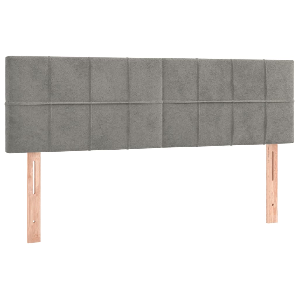 Cama box spring c/ colchão/LED 140x190 cm veludo cinzento