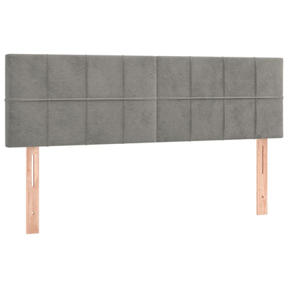 Cama box spring c/ colchão/LED 140x190 cm veludo cinzento