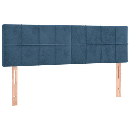 Cama box spring c/ colchão/LED 140x190 cm veludo azul-escuro