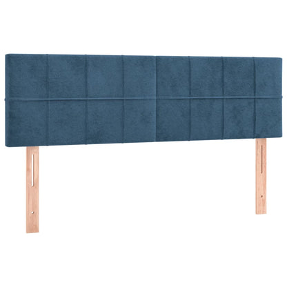 Cama box spring c/ colchão/LED 140x200 cm veludo azul-escuro