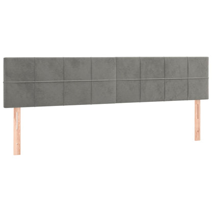 Cama box spring c/ colchão/LED 160x200 cm veludo cinzento-claro