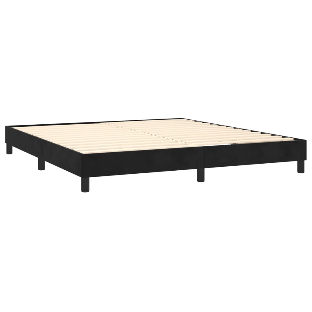 Cama box spring c/ colchão/LED 160x200 cm veludo preto