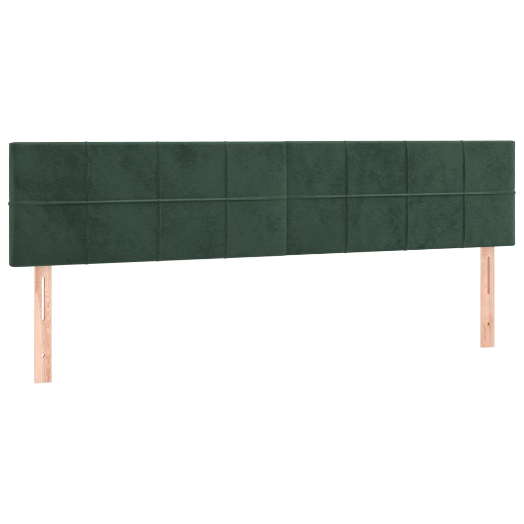 Cama box spring c/ colchão/LED 200x200 cm veludo verde-escuro