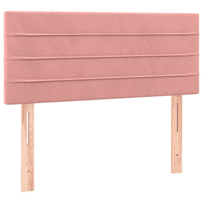 Cama box spring c/ colchão/LED 90x200 cm veludo rosa