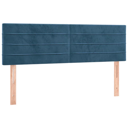 Cama box spring c/ colchão/LED 140x190 cm veludo azul-escuro