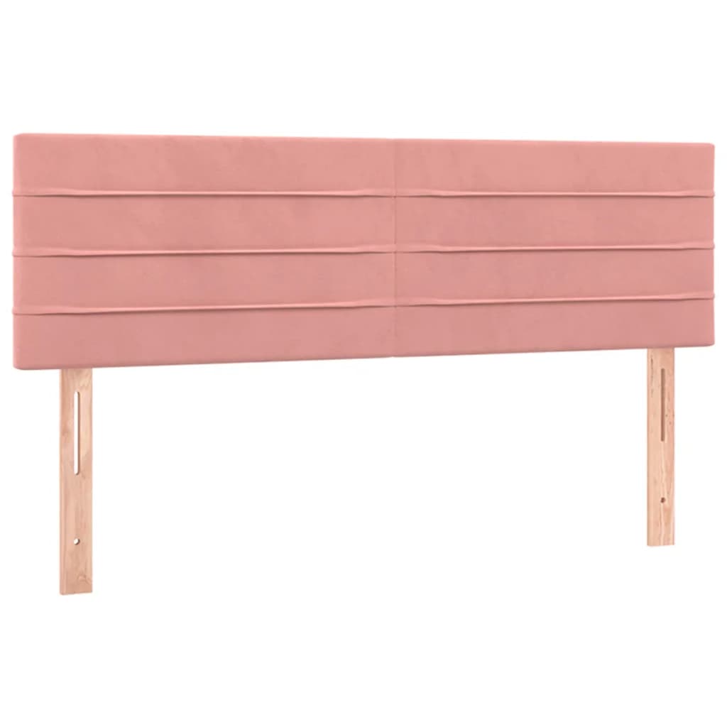 Cama box spring c/ colchão/LED 140x190 cm veludo rosa