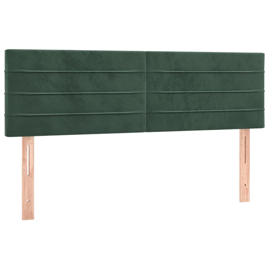 Cama box spring c/ colchão/LED 140x200 cm veludo verde-escuro