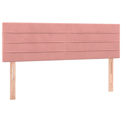 Cama box spring c/ colchão/LED 140x200 cm veludo rosa