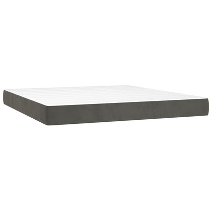 Cama box spring c/ colchão/LED 160x200cm veludo cinzento-escuro