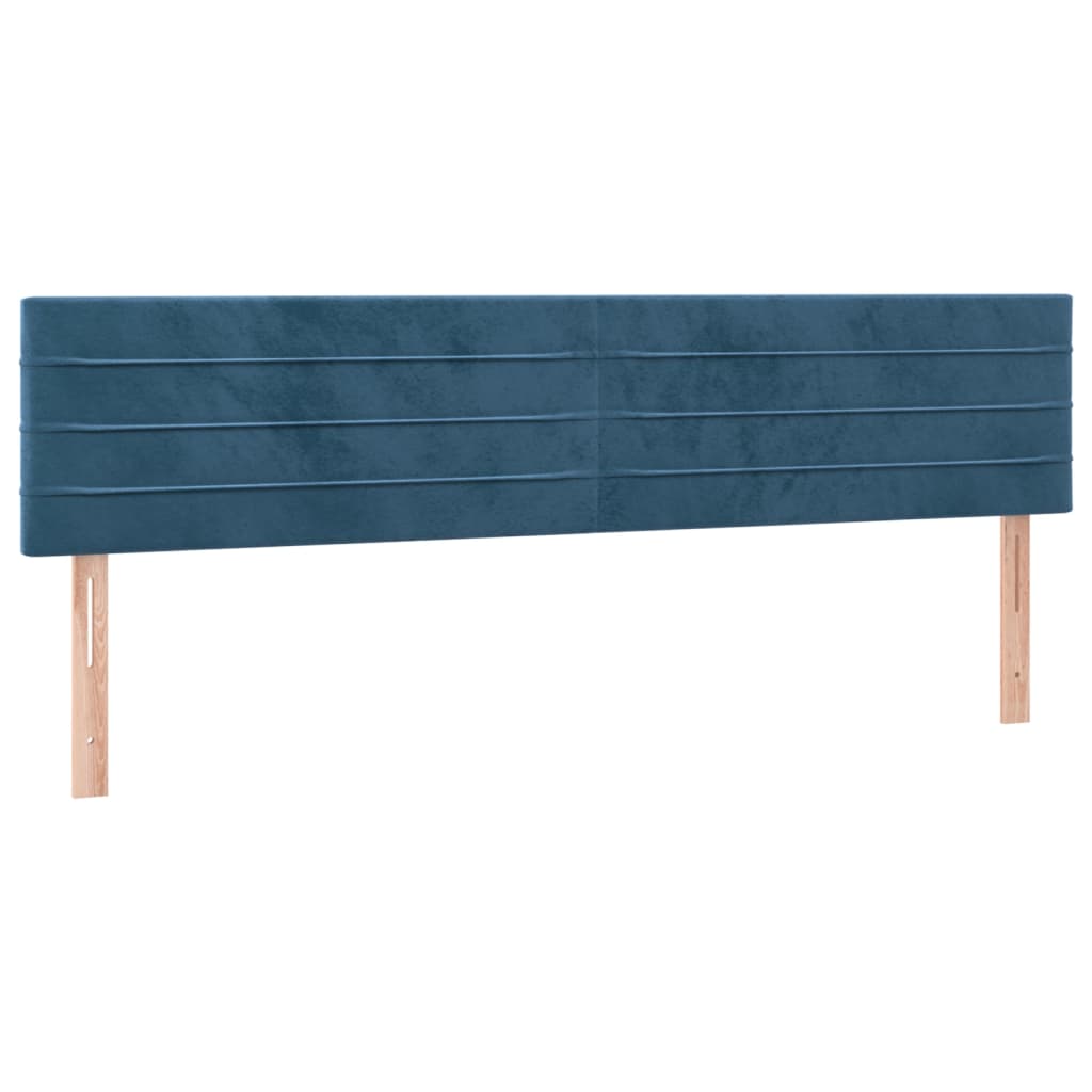 Cama box spring c/ colchão/LED 200x200 cm veludo azul-escuro