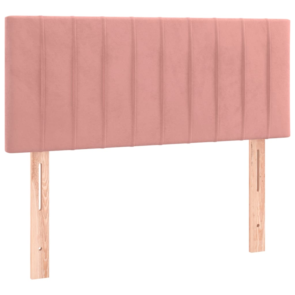 Cama box spring c/ colchão/LED 80x200 cm veludo rosa