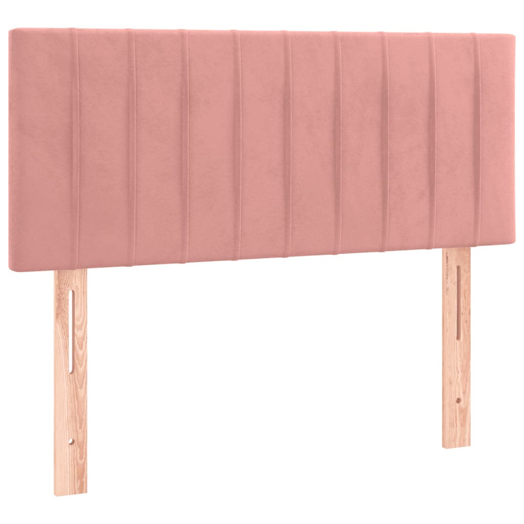 Cama box spring c/ colchão/LED 120x200 cm veludo rosa