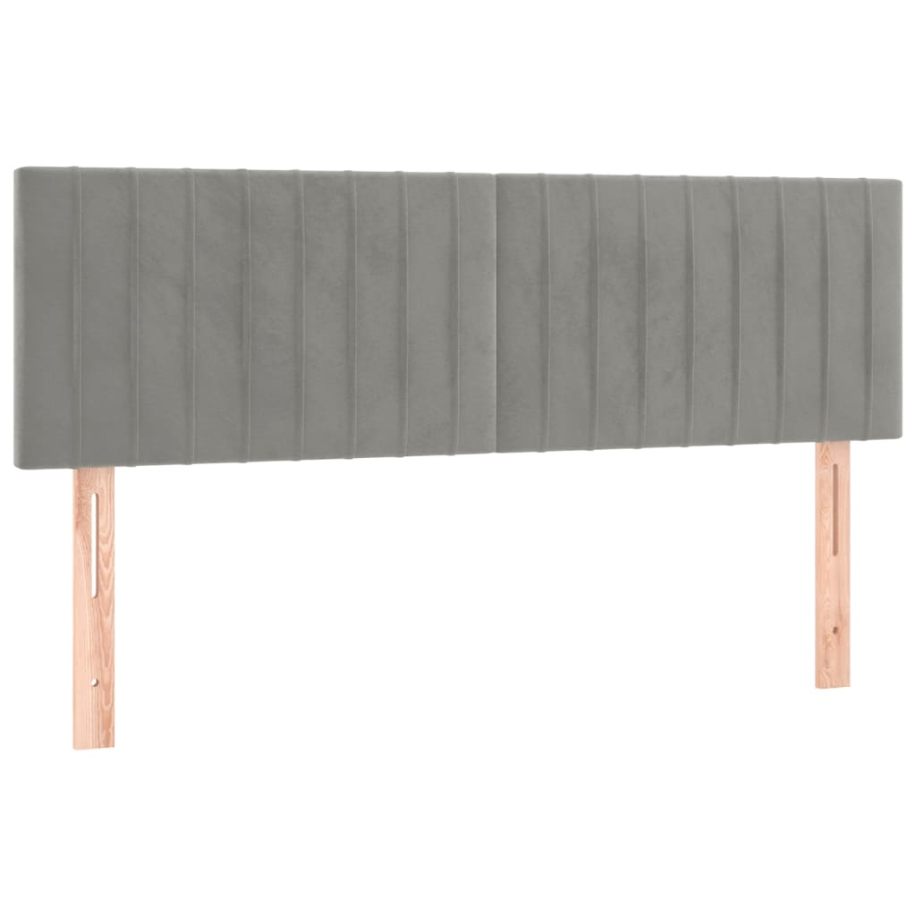 Cama box spring c/ colchão/LED 140x190 cm veludo cinzento