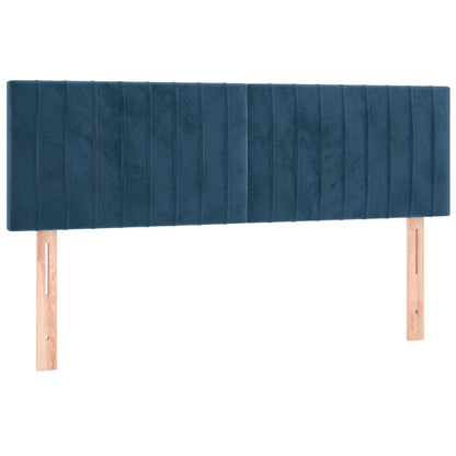 Cama box spring c/ colchão/LED 140x190 cm veludo azul-escuro