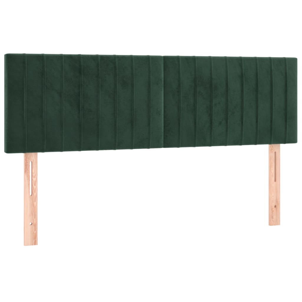 Cama box spring c/ colchão/LED 140x200 cm veludo verde-escuro