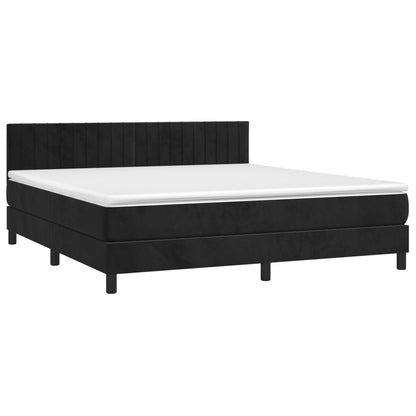 Cama box spring c/ colchão/LED 160x200 cm veludo preto