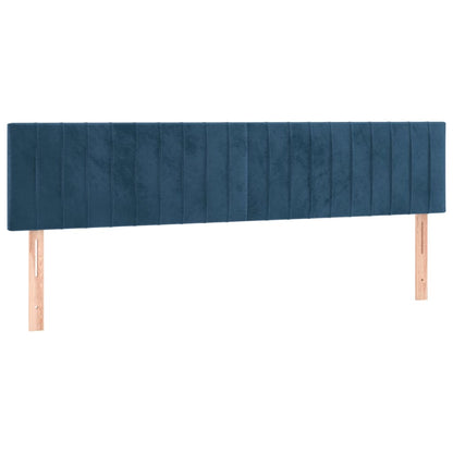 Cama box spring c/ colchão/LED 160x200 cm veludo azul-escuro