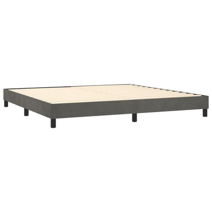 Cama box spring c/ colchão/LED 200x200cm veludo cinzento-escuro