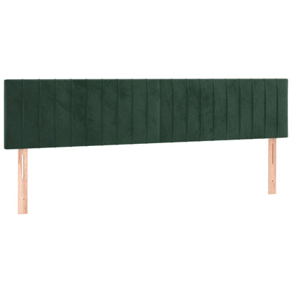 Cama box spring c/ colchão/LED 200x200 cm veludo verde-escuro