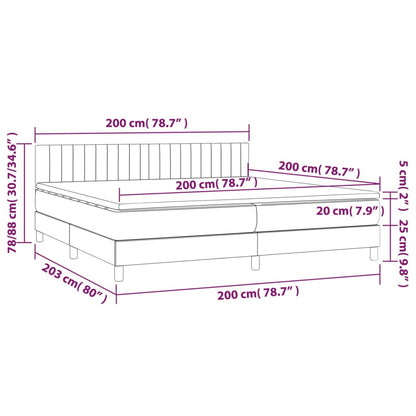 Cama box spring c/ colchão/LED 200x200 cm veludo rosa