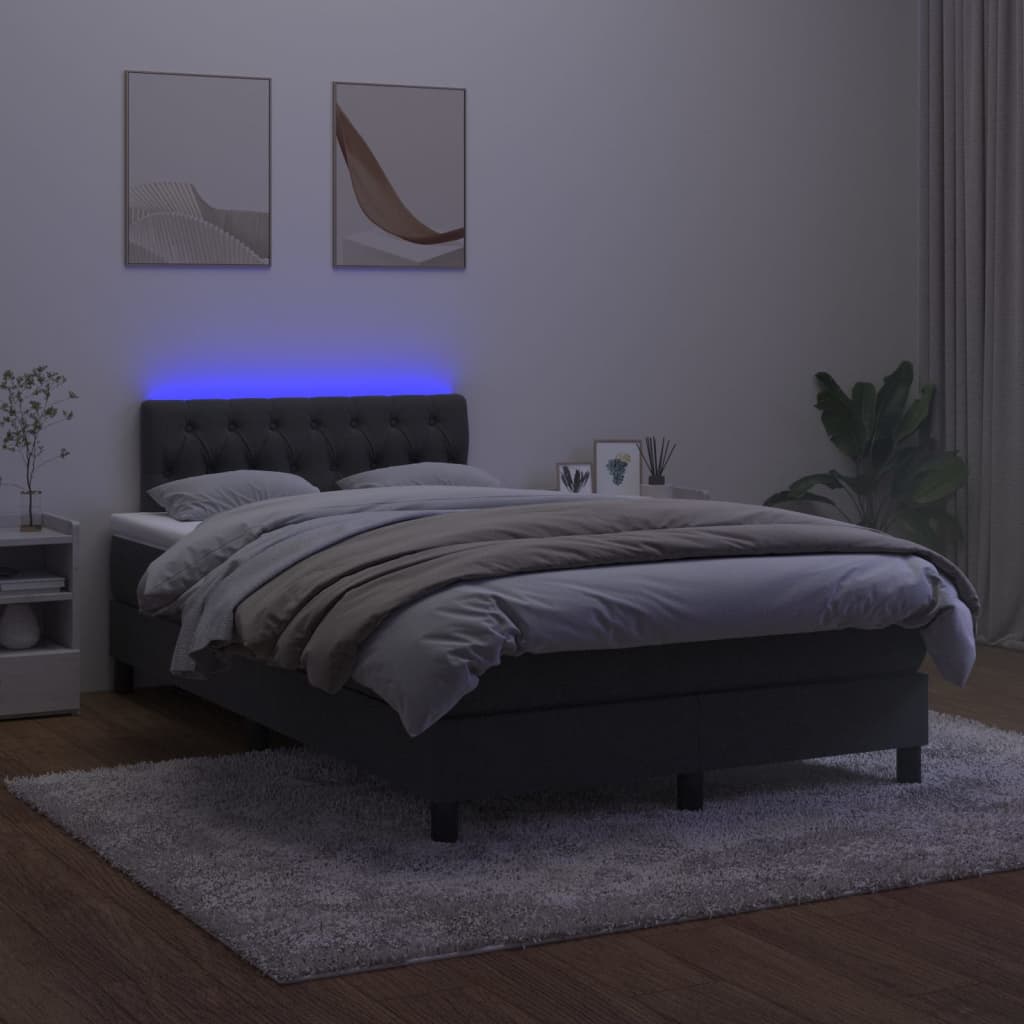 Cama box spring c/ colchão/LED 120x200 cm veludo preto