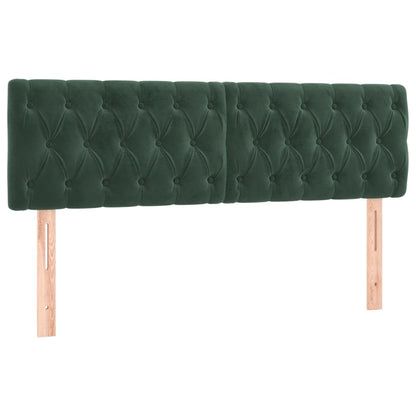 Cama box spring c/ colchão/LED 140x190 cm veludo verde-escuro