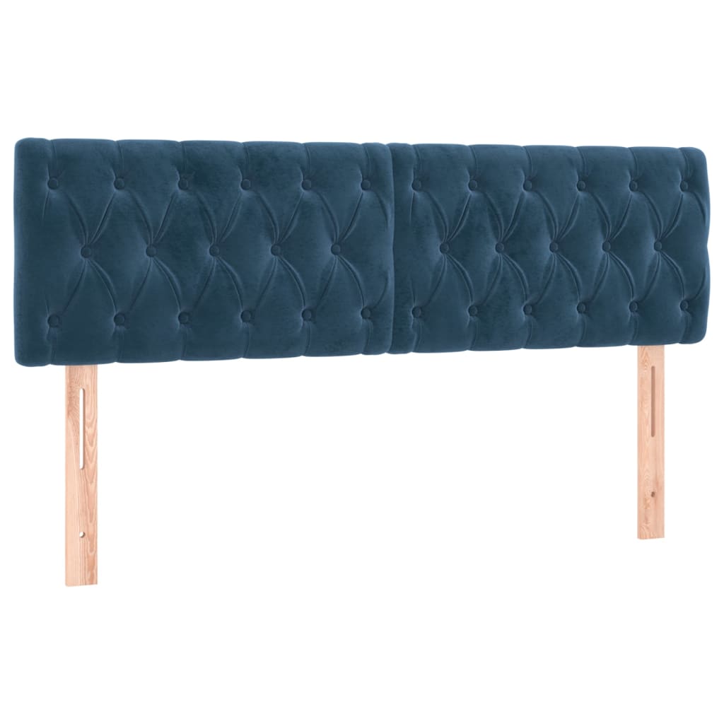 Cama box spring c/ colchão/LED 140x190 cm veludo azul-escuro