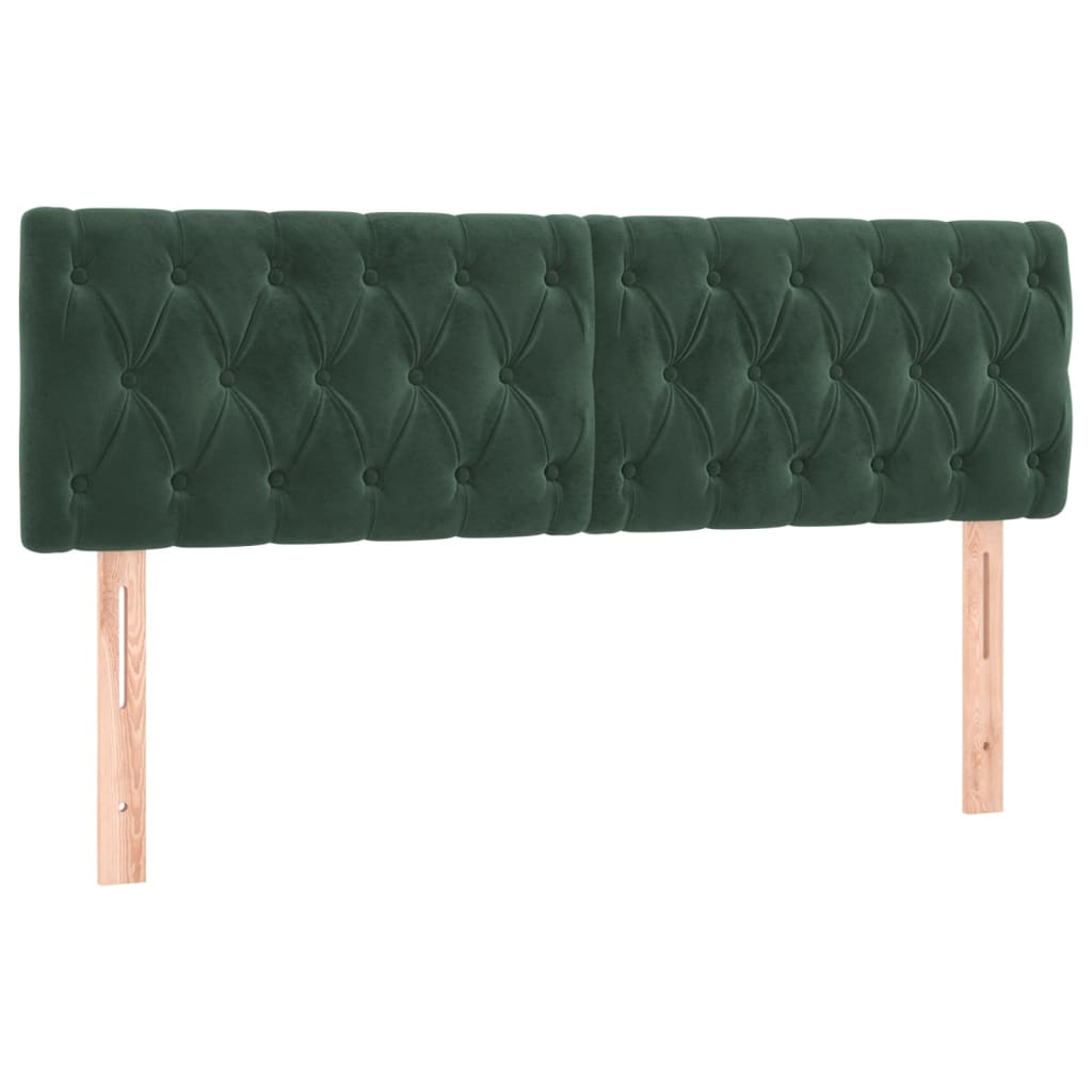 Cama box spring c/ colchão/LED 160x200 cm veludo verde-escuro