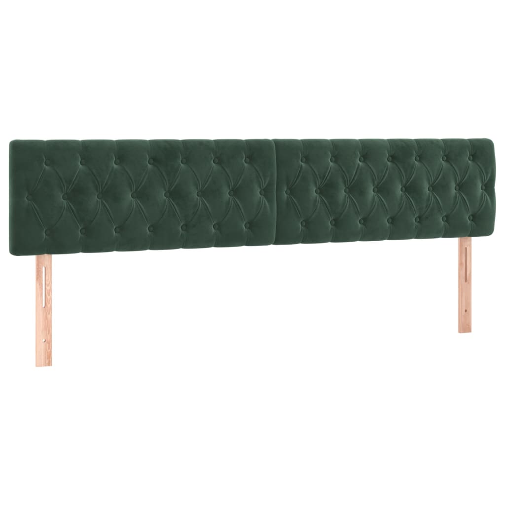 Cama box spring c/ colchão/LED 200x200 cm veludo verde-escuro