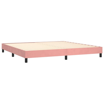 Cama box spring c/ colchão/LED 200x200 cm veludo rosa