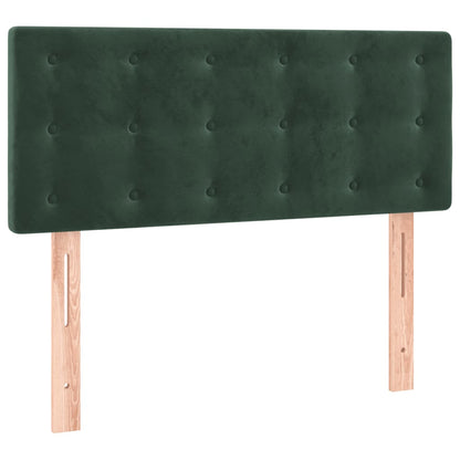 Cama box spring c/ colchão/LED 80x200 cm veludo verde-escuro