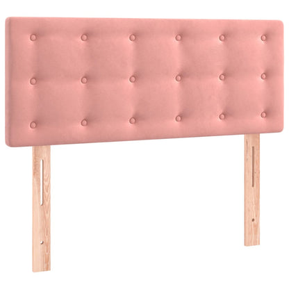 Cama box spring c/ colchão/LED 90x190 cm veludo rosa