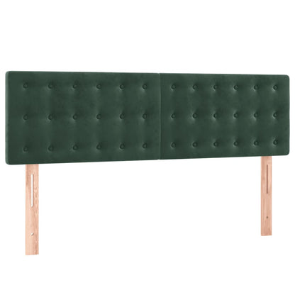 Cama box spring c/ colchão/LED 140x190 cm veludo verde-escuro