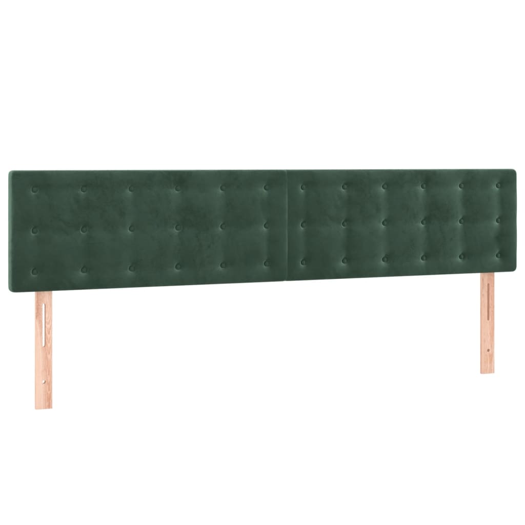 Cama box spring c/ colchão/LED 160x200 cm veludo verde-escuro