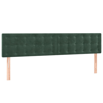 Cama box spring c/ colchão/LED 160x200 cm veludo verde-escuro