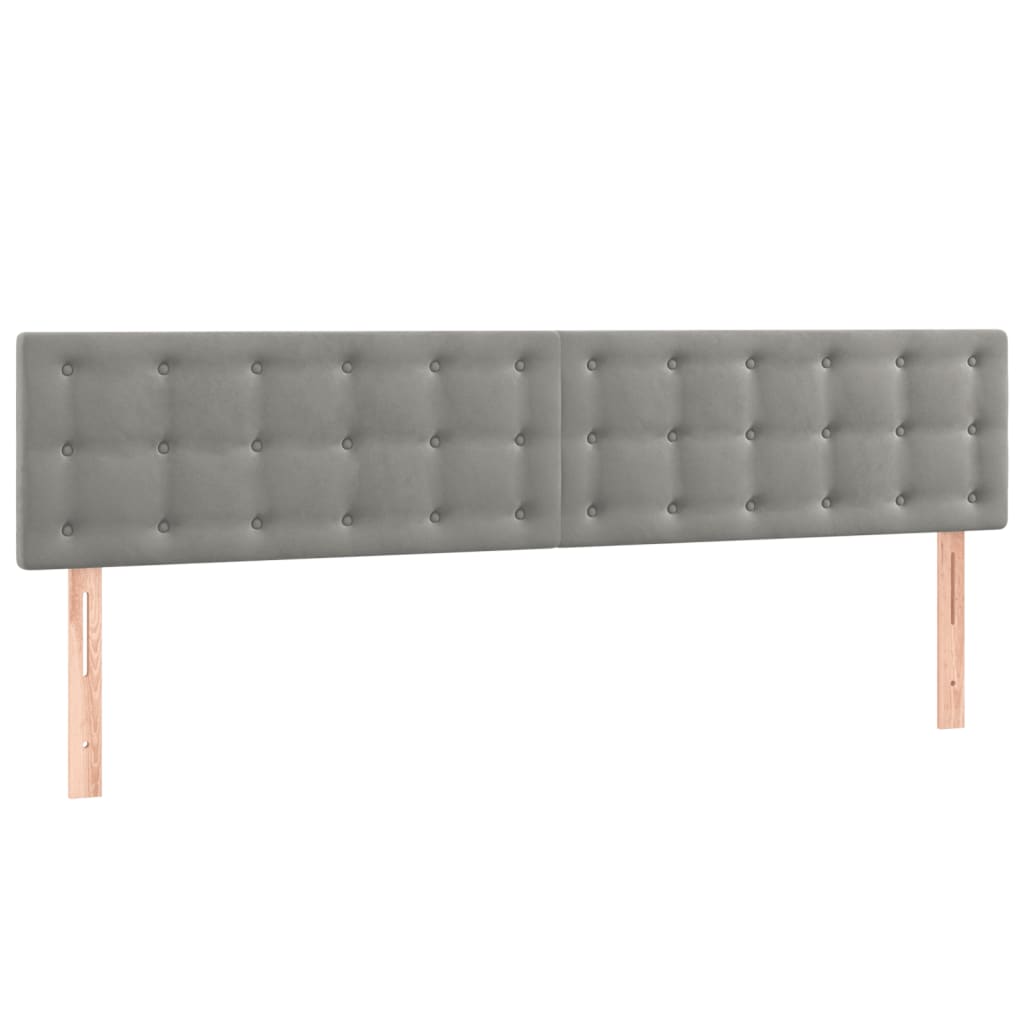 Cama box spring c/ colchão/LED 180x200 cm veludo cinzento-claro