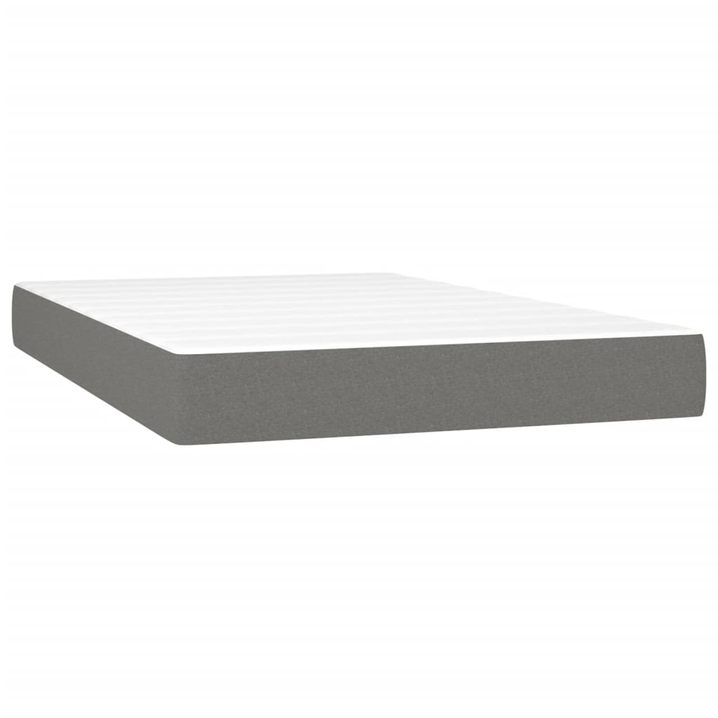 Cama box spring c/ colchão e LED 120x200 cm tecido cinza-escuro