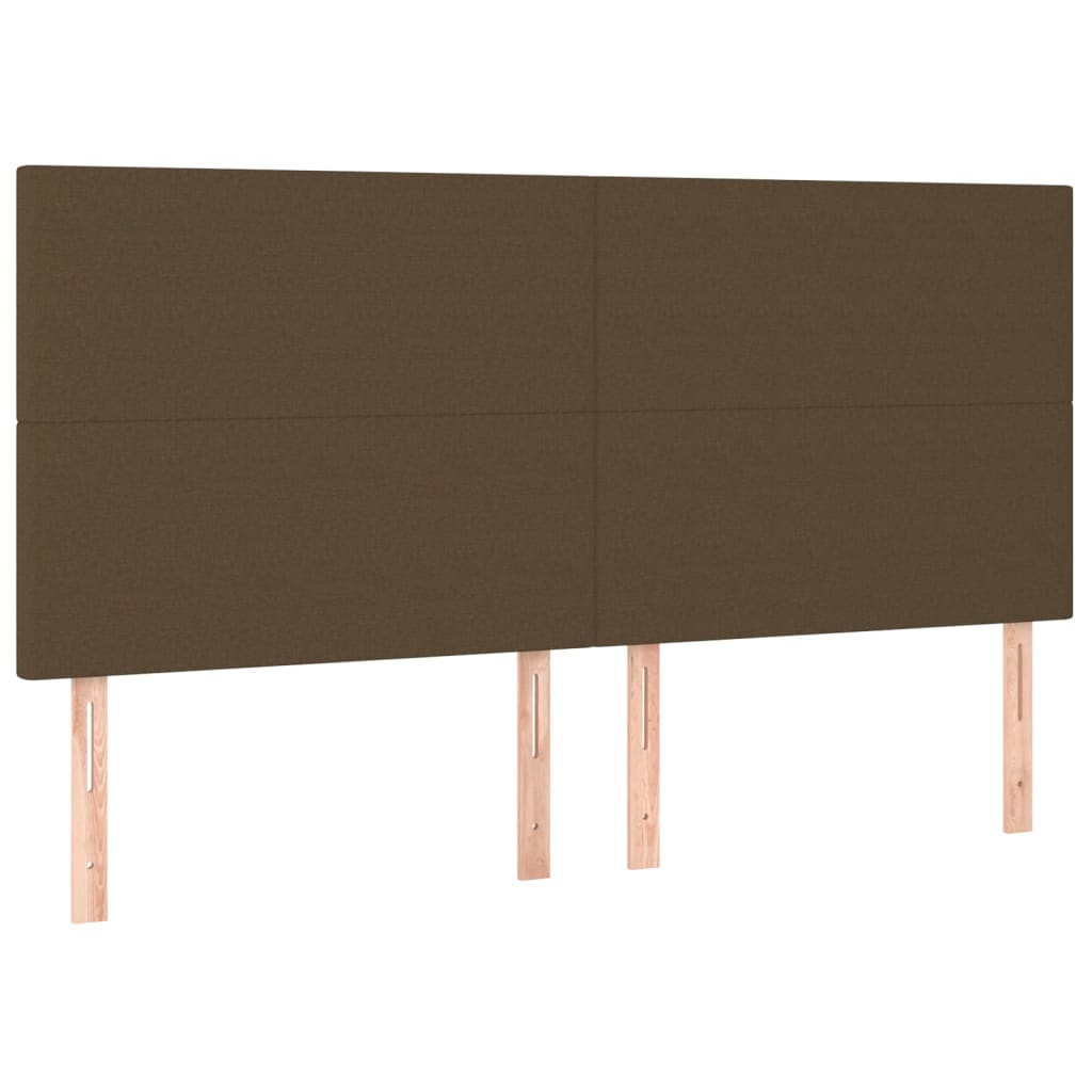 Cama box spring c/ colchão/LED 160x200cm tecido castanho-escuro