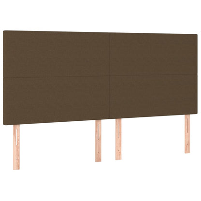 Cama box spring c/ colchão/LED 160x200cm tecido castanho-escuro