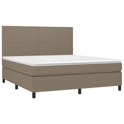 Cama box spring colchão/LED 160x200 cm tecido cinza-acastanhado