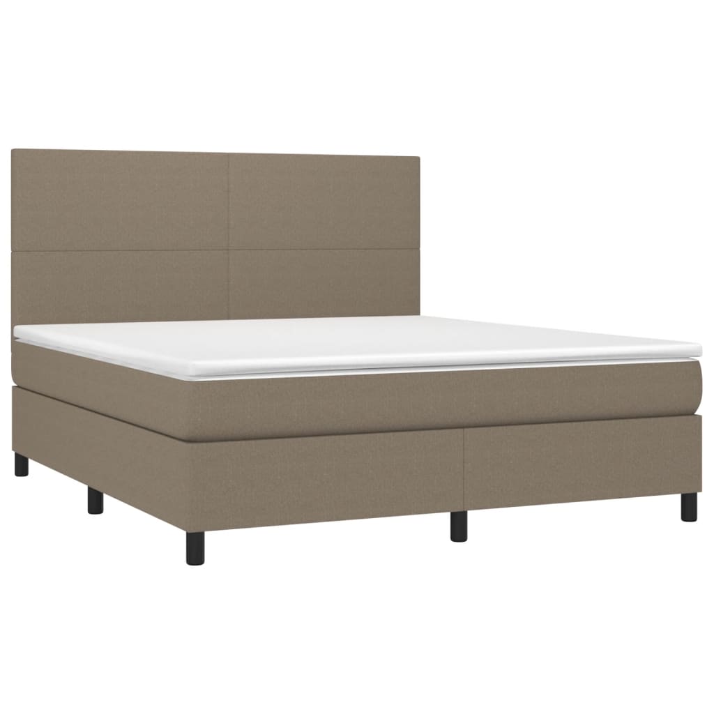 Cama box spring colchão/LED 180x200cm tecido cinza-acastanhado