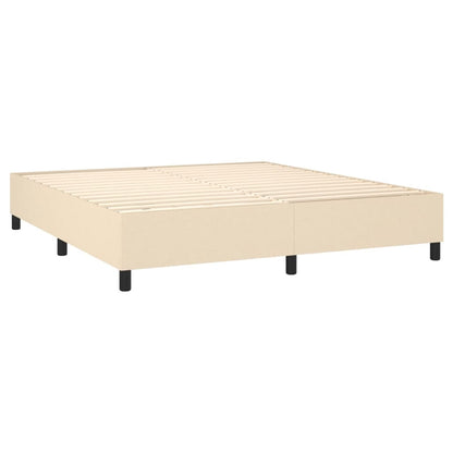 Cama box spring c/ colchão e LED 180x200 cm tecido cor creme