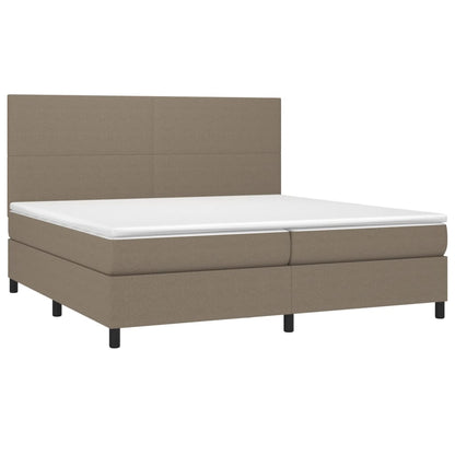 Cama box spring colchão/LED 200x200cm tecido cinza-acastanhado